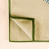 Waffle Tea Towel-Holiday Gift Bow Green