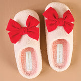 Fuzzy Slippers - Betty Bow Red: S/M (Women's 5 -7.5)