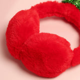 Christmas Tree Faux Fur Soft Earmuffs: Red / ONE SIZE