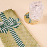 Waffle Tea Towel-Holiday Gift Bow Green