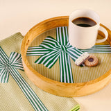 Waffle Tea Towel-Holiday Gift Bow Green