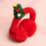 Christmas Tree Faux Fur Soft Earmuffs: Red / ONE SIZE