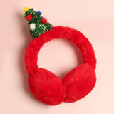 Christmas Tree Faux Fur Soft Earmuffs: Red / ONE SIZE