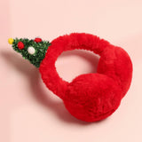 Christmas Tree Faux Fur Soft Earmuffs: Red / ONE SIZE