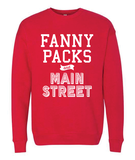 Fanny Packs and Main St - Red Crewneck