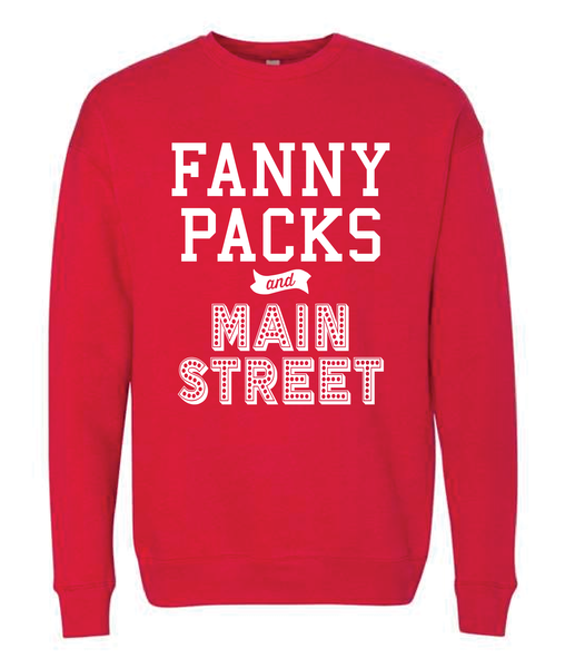 Fanny Packs and Main St - Red Crewneck